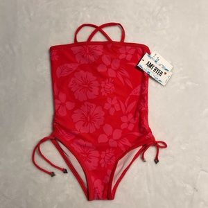 Pink Hawaiian flowers one piece swimsuit 🩱🌺